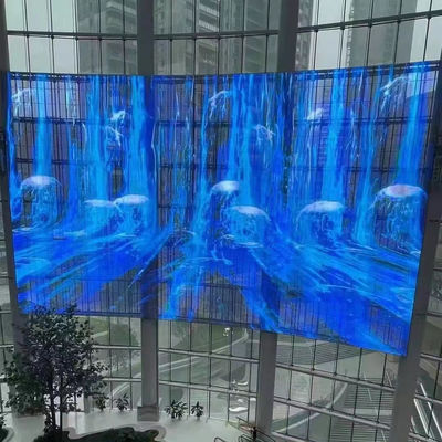 صفحه نمایش LED شفاف پنجره 1000mm اندازه پنل صفحه نمایش LED میش 32768 نقطه / M2 تراکم پیکسل
