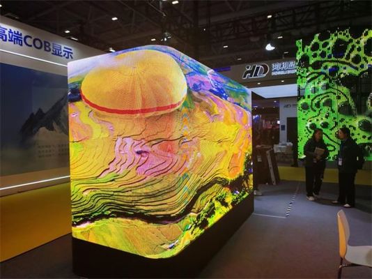 3D بیرونی L شکل منحنی گوشه و زاویه راست راه حل P4 P5.7mm LED صفحه نمایش آلومینیوم ضد آب IP65 960 * 960mm تبلیغات بیرونی صفحه نمایش LED