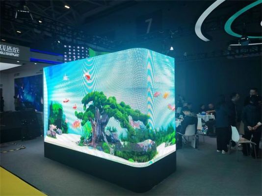 3D بیرونی L شکل منحنی گوشه و زاویه راست راه حل P4 P5.7mm LED صفحه نمایش آلومینیوم ضد آب IP65 960 * 960mm تبلیغات بیرونی صفحه نمایش LED