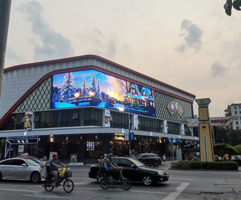 ساختمان بیرونی منحنی 3D بیلبورد صفحه نمایش بزرگ ویدیو تصویر LED نمایش P3.9 ثابت صفحه نمایش تبلیغات در خارج از منزل