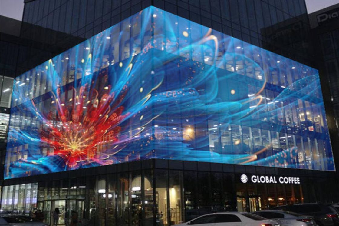 Gflow 500*500mm P3.9-7.8mm درب شفاف صفحه نمایش LED LED Video Mesh پرده