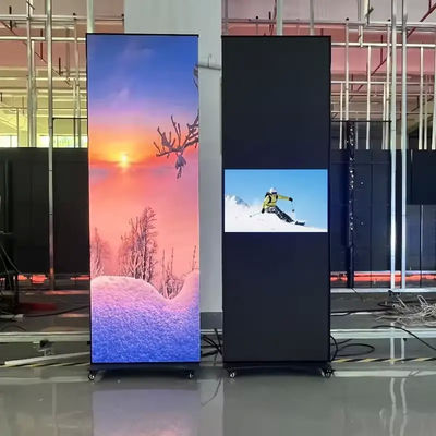 قیمت خوب پوستر LED کنترل‌شده با 4G و WiFi با چرخ‌های تاشو و فاصله پیکسلی 1.5 میلی‌متری برای مراکز خرید آنلاین